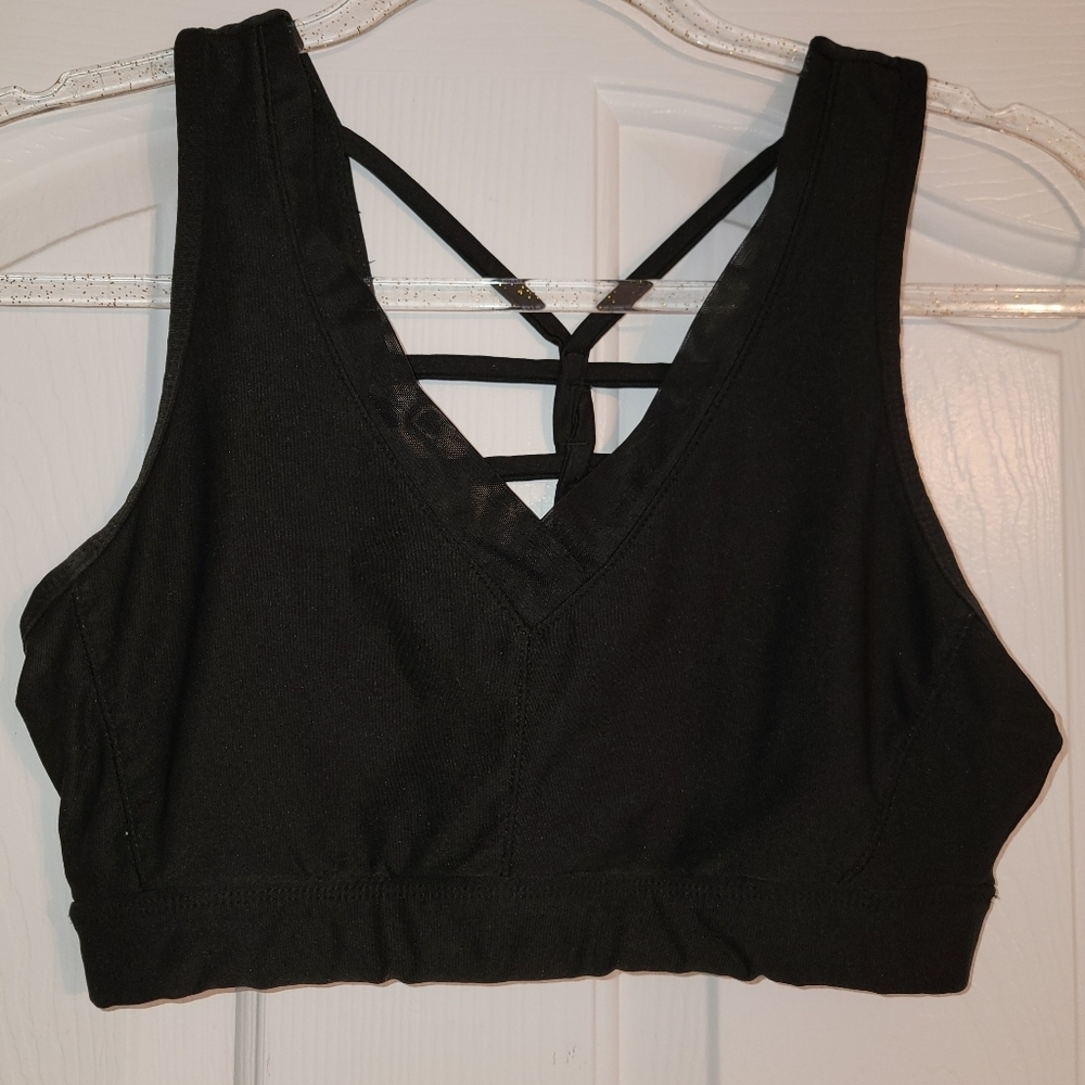 Avia Black Strappy V-Neck Sports Bra